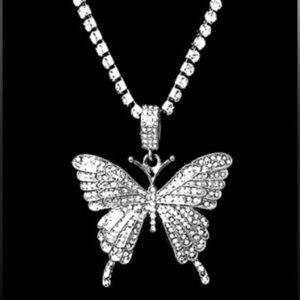 Rhinestone Butterfly Necklace